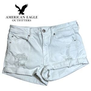 American Eagle Outfitters Women’s White‎ Denim Distressed Shirts - Size 12